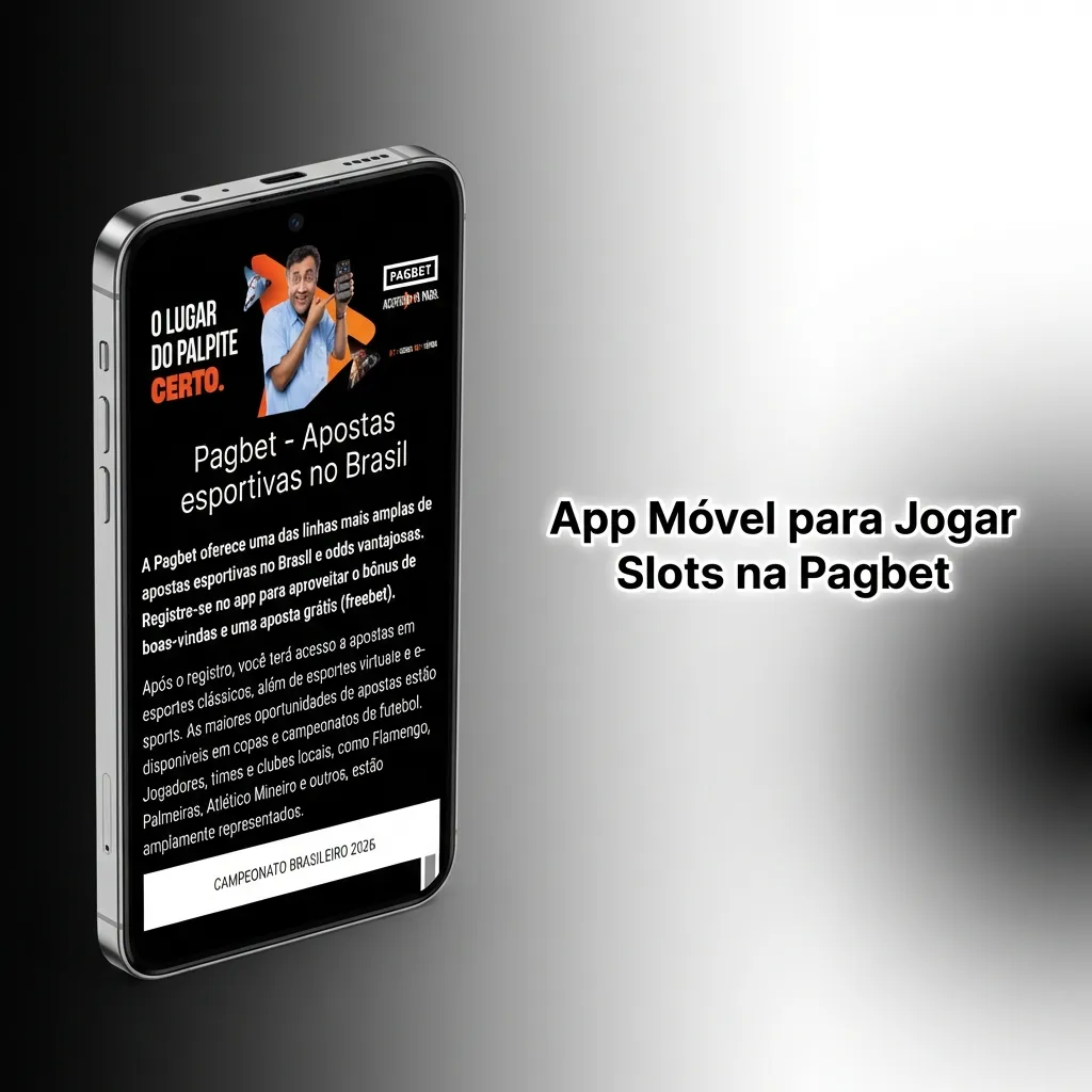 Smartphone exibindo a interface do aplicativo Pagbet para jogos de slots online.